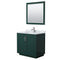 Wyndham Miranda 36" Single Bathroom Vanity In Green White Carrara Marble Countertop Undermount Square Sink Brushed Nickel Trim 34" Mirror WCF292936SGECMUNSM34