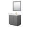 Wyndham Miranda 36" Single Bathroom Vanity In Dark Gray White Cultured Marble Countertop Undermount Square Sink Brushed Gold Trims And 34" Mirror WCF292936SGGWCUNSM34