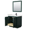 Wyndham Miranda 36" Single Bathroom Vanity In Green Light-Vein Carrara Cultured Marble Countertop Undermount Square Sink Matte Black Trim 34" Mirror WCF292936SGKC2UNSM34