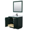 Wyndham Miranda 36" Single Bathroom Vanity In Green White Carrara Marble Countertop Undermount Square Sink Matte Black Trim 34" Mirror WCF292936SGKCMUNSM34