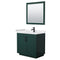 Wyndham Miranda 36" Single Bathroom Vanity In Green White Cultured Marble Countertop Undermount Square Sink Matte Black Trim 34" Mirror WCF292936SGKWCUNSM34