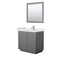 Wyndham Miranda 36" Single Bathroom Vanity In Dark Gray White Cultured Marble Countertop Undermount Square Sink Brushed Nickel Trims And 34" Mirror WCF292936SKGWCUNSM34