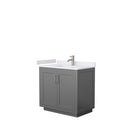 Wyndham Miranda 36" Single Bathroom Vanity In Dark Gray White Cultured Marble Countertop Undermount Square Sink Brushed Nickel Trims And No Mirror WCF292936SKGWCUNSMXX