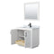 Wyndham Miranda 36" Single Bathroom Vanity In White White Carrara Marble Countertop Undermount Square Sink Black Trims and 34" Mirror WCF292936SWBCMUNSM34