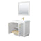 Wyndham Miranda 36" Single Bathroom Vanity In White Matte White Solid Surface In 1.25" Thickness Integrated Sink Brushed Gold Trims and 34" Mirror WCF292936SWGK1INTM34