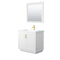 Wyndham Miranda 36" Single Bathroom Vanity In White Matte White Solid Surface In 1.25" Thickness Integrated Sink Brushed Gold Trims And 34" Mirror WCF292936SWGK1INTM34