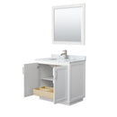 Wyndham Miranda 36" Single Bathroom Vanity In White White Carrara Marble Countertop Undermount Square Sink Brushed Nickel Trims and 34" Mirror WCF292936SWHCMUNSM34