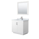 Wyndham Miranda 36" Single Bathroom Vanity In White White Carrara Marble Countertop Undermount Square Sink Brushed Nickel Trims And 34" Mirror WCF292936SWHCMUNSM34