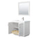 Wyndham Miranda 36" Single Bathroom Vanity In White Matte White Solid Surface In 1.25" Thickness Integrated Sink Brushed Nickel Trims and 34" Mirror WCF292936SWHK1INTM34