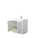 Wyndham Miranda 36" Single Bathroom Vanity In White Matte White Solid Surface In 1.25" Thickness Integrated Sink Brushed Nickel Trims and No Mirror WCF292936SWHK1INTMXX