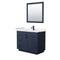 Wyndham Miranda 42" Single Bathroom Vanity In Dark Blue Light-Vein Carrara Cultured Marble Countertop Undermount Square Sink Black Trims And 34" Mirror WCF292942SBBC2UNSM34