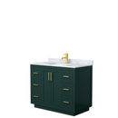 Wyndham Miranda 42" Single Bathroom Vanity In Green White Carrara Marble Countertop Undermount Square Sink Brushed Gold Trim WCF292942SGDCMUNSMXX