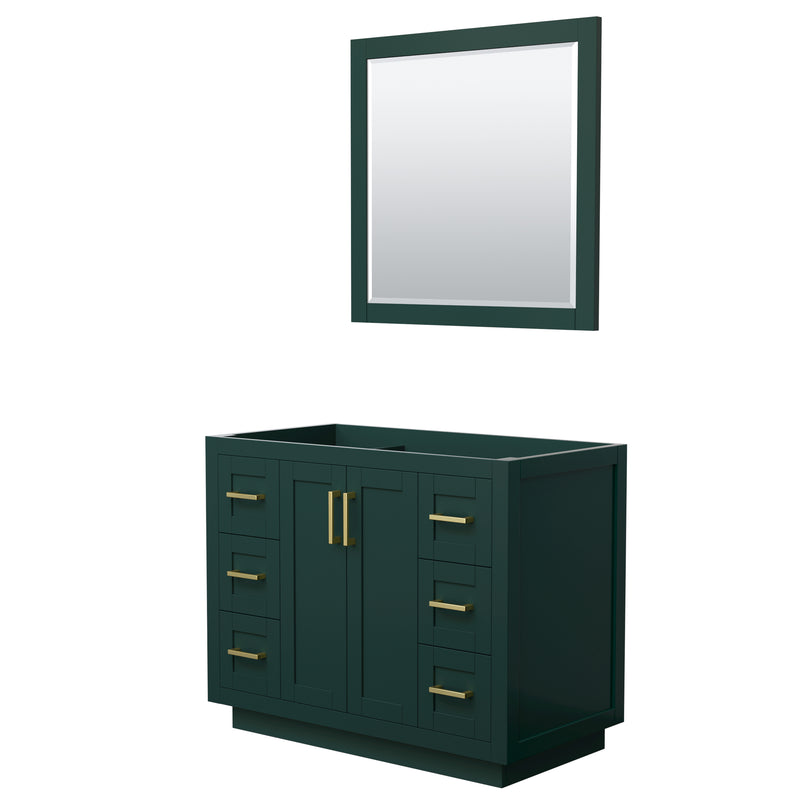 Wyndham Miranda 42" Single Bathroom Vanity In Green No Countertop No Sink Brushed Gold Trim 34" Mirror WCF292942SGDCXSXXM34