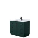 Wyndham Miranda 42" Single Bathroom Vanity In Green White Carrara Marble Countertop Undermount Square Sink Matte Black Trim WCF292942SGKCMUNSMXX