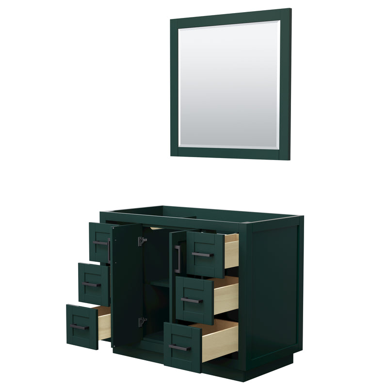 Wyndham Miranda 42" Single Bathroom Vanity In Green No Countertop No Sink Matte Black Trim 34" Mirror WCF292942SGKCXSXXM34