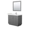 Wyndham Miranda 42" Single Bathroom Vanity In Dark Gray Light-Vein Carrara Cultured Marble Countertop Undermount Square Sink Brushed Nickel Trims And 34" Mi WCF292942SKGC2UNSM34