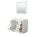 Wyndham Miranda 42" Single Bathroom Vanity In White No Countertop No Sink Black Trims and 34" Mirror WCF292942SWBCXSXXM34