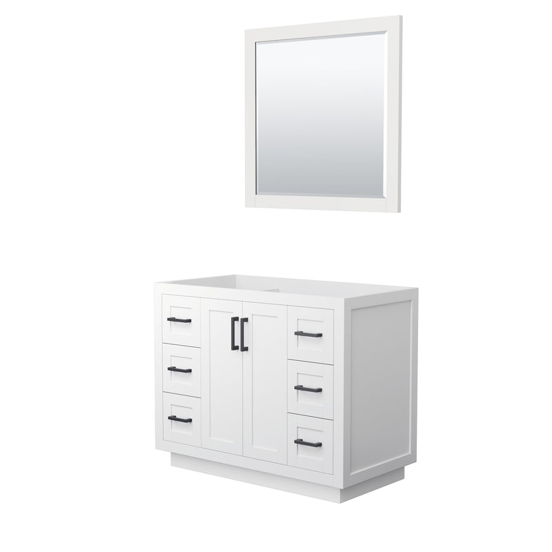 Wyndham Miranda 42" Single Bathroom Vanity In White No Countertop No Sink Black Trims And 34" Mirror WCF292942SWBCXSXXM34