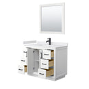 Wyndham Miranda 42" Single Bathroom Vanity In White White Cultured Marble Countertop Undermount Square Sink Black Trims and 34" Mirror WCF292942SWBWCUNSM34