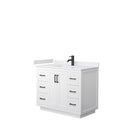 Wyndham Miranda 42" Single Bathroom Vanity In White White Cultured Marble Countertop Undermount Square Sink Black Trims And No Mirror WCF292942SWBWCUNSMXX