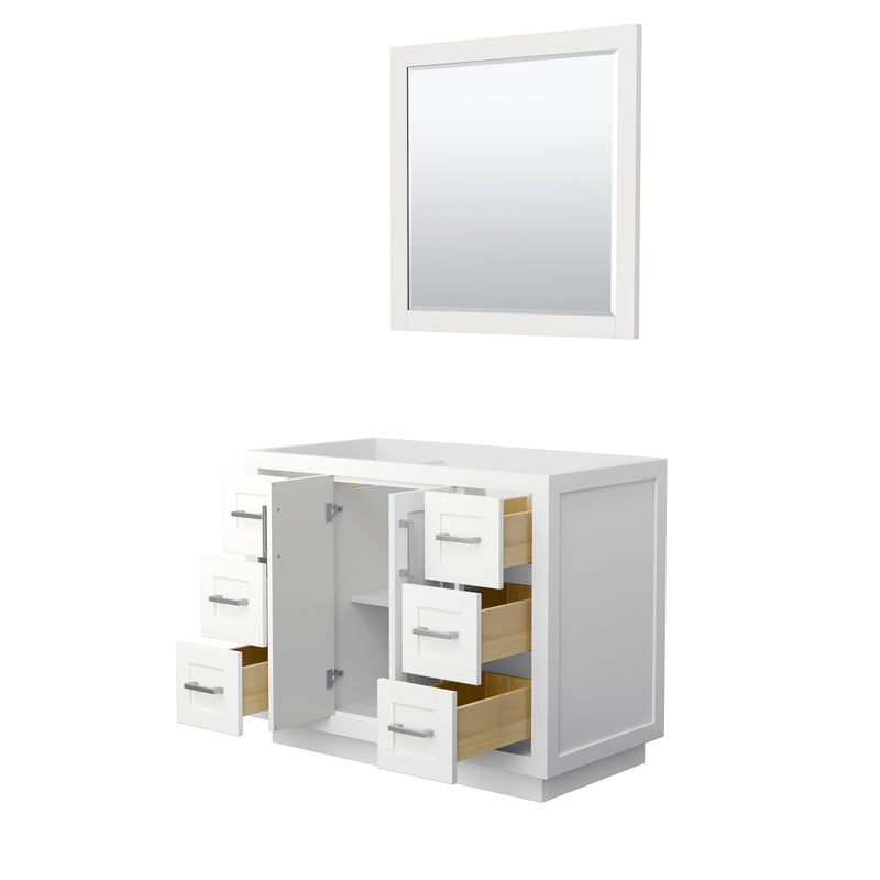 Wyndham Miranda 42" Single Bathroom Vanity In White No Countertop No Sink Brushed Nickel Trims and 34" Mirror WCF292942SWHCXSXXM34