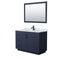 Wyndham Miranda 48" Single Bathroom Vanity In Dark Blue White Carrara Marble Countertop Undermount Square Sink Black Trims And 46" Mirror WCF292948SBBCMUNSM46