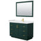 Wyndham Miranda 48" Single Bathroom Vanity In Green White Cultured Marble Countertop Undermount Square Sink Brushed Gold Trim 46" Mirror WCF292948SGDWCUNSM46