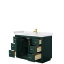 Wyndham Miranda 48" Single Bathroom Vanity In Green White Cultured Marble Countertop Undermount Square Sink Brushed Gold Trim WCF292948SGDWCUNSMXX