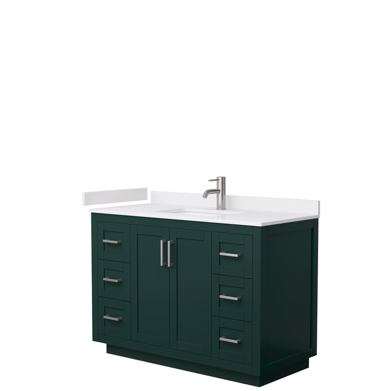 Wyndham Miranda 48" Single Bathroom Vanity In Green White Cultured Marble Countertop Undermount Square Sink Brushed Nickel Trim WCF292948SGEWCUNSMXX