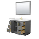 Wyndham Miranda 48" Single Bathroom Vanity In Dark Gray Light-Vein Carrara Cultured Marble Countertop Undermount Square Sink Brushed Gold Trims and 46" Mirr WCF292948SGGC2UNSM46