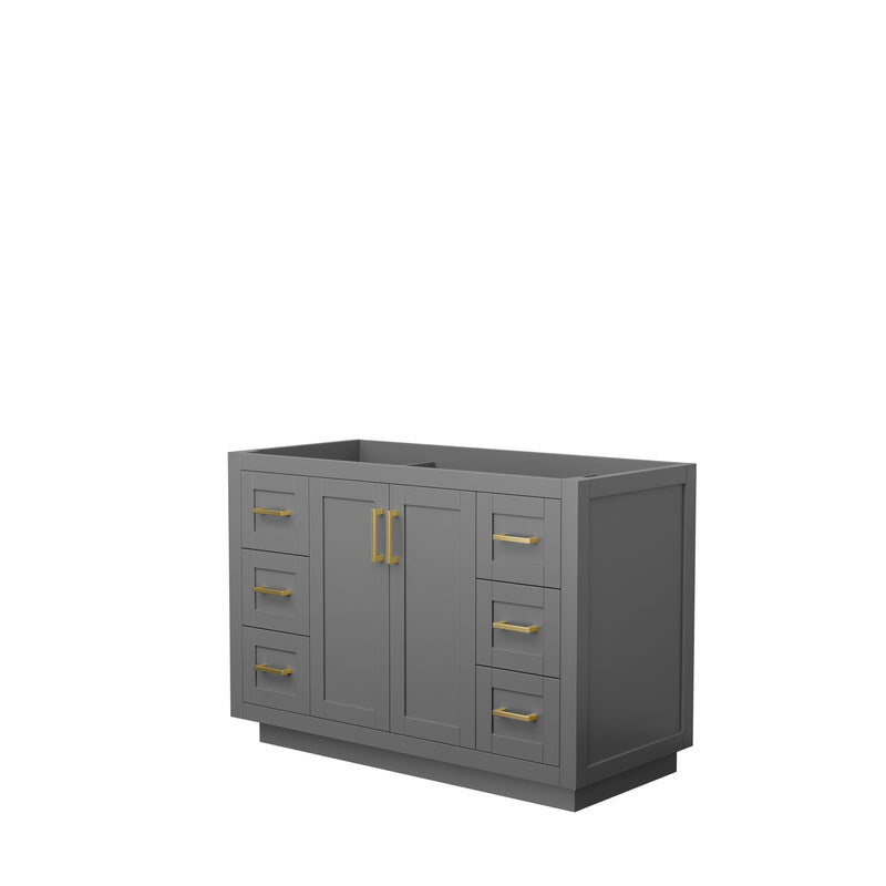 Wyndham Miranda 48" Single Bathroom Vanity In Dark Gray No Countertop No Sink Brushed Gold Trims And No Mirror WCF292948SGGCXSXXMXX