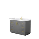 Wyndham Miranda 48" Single Bathroom Vanity In Dark Gray White Cultured Marble Countertop Undermount Square Sink Brushed Gold Trims And No Mirror WCF292948SGGWCUNSMXX