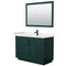 Wyndham Miranda 48" Single Bathroom Vanity In Green Light-Vein Carrara Cultured Marble Countertop Undermount Square Sink Matte Black Trim 46" Mirror WCF292948SGKC2UNSM46