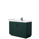 Wyndham Miranda 48" Single Bathroom Vanity In Green Light-Vein Carrara Cultured Marble Countertop Undermount Square Sink Matte Black Trim WCF292948SGKC2UNSMXX