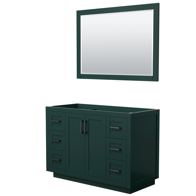 Wyndham Miranda 48" Single Bathroom Vanity In Green No Countertop No Sink Matte Black Trim 46" Mirror WCF292948SGKCXSXXM46