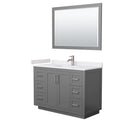 Wyndham Miranda 48" Single Bathroom Vanity In Dark Gray White Cultured Marble Countertop Undermount Square Sink Brushed Nickel Trims And 46" Mirror WCF292948SKGWCUNSM46