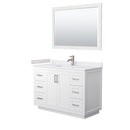 Wyndham Miranda 48" Single Bathroom Vanity In White White Cultured Marble Countertop Undermount Square Sink Brushed Nickel Trims And 46" Mirror WCF292948SWHWCUNSM46