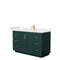 Wyndham Miranda 54" Single Bathroom Vanity In Green Light-Vein Carrara Cultured Marble Countertop Undermount Square Sink Brushed Gold Trim WCF292954SGDC2UNSMXX