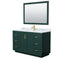 Wyndham Miranda 54" Single Bathroom Vanity In Green White Carrara Marble Countertop Undermount Square Sink Brushed Gold Trim 46" Mirror WCF292954SGDCMUNSM46