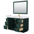 Wyndham Miranda 54" Single Bathroom Vanity In Green White Cultured Marble Countertop Undermount Square Sink Brushed Gold Trim 46" Mirror WCF292954SGDWCUNSM46