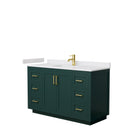 Wyndham Miranda 54" Single Bathroom Vanity In Green White Cultured Marble Countertop Undermount Square Sink Brushed Gold Trim WCF292954SGDWCUNSMXX