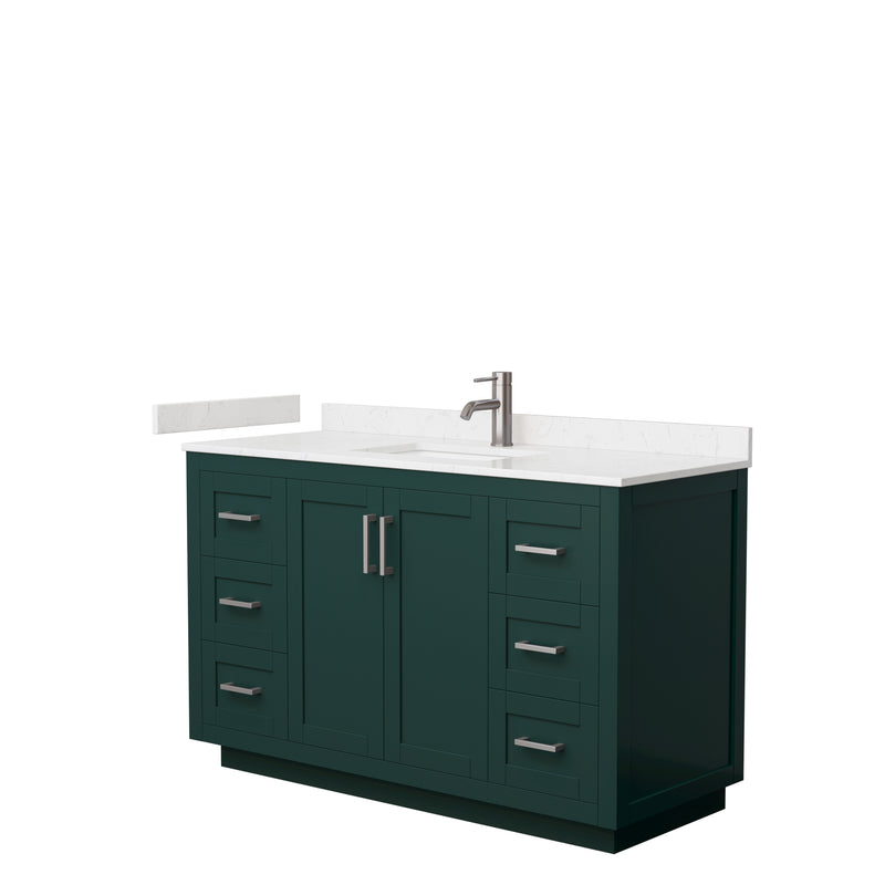 Wyndham Miranda 54" Single Bathroom Vanity In Green Light-Vein Carrara Cultured Marble Countertop Undermount Square Sink Brushed Nickel Trim WCF292954SGEC2UNSMXX