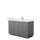 Wyndham Miranda 54" Single Bathroom Vanity In Dark Gray Light-Vein Carrara Cultured Marble Countertop Undermount Square Sink Brushed Gold Trim WCF292954SGGC2UNSMXX