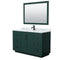 Wyndham Miranda 54" Single Bathroom Vanity In Green White Carrara Marble Countertop Undermount Square Sink Matte Black Trim 46" Mirror WCF292954SGKCMUNSM46