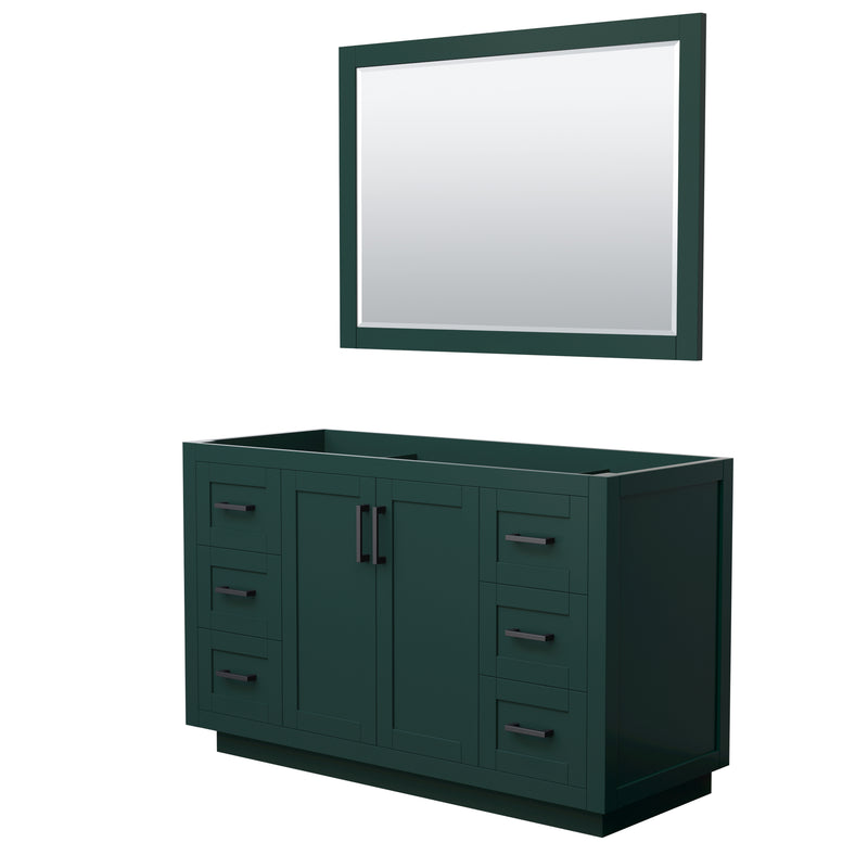 Wyndham Miranda 54" Single Bathroom Vanity In Green No Countertop No Sink Matte Black Trim 46" Mirror WCF292954SGKCXSXXM46