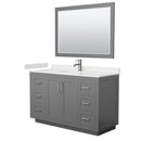 Wyndham Miranda 54" Single Bathroom Vanity In Dark Gray Light-Vein Carrara Cultured Marble Countertop Undermount Square Sink Brushed Nickel Trim 46" Mirror WCF292954SKGC2UNSM46