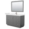 Wyndham Miranda 54" Single Bathroom Vanity In Dark Gray Light-Vein Carrara Cultured Marble Countertop Undermount Square Sink Brushed Nickel Trim 46" Mirror WCF292954SKGC2UNSM46