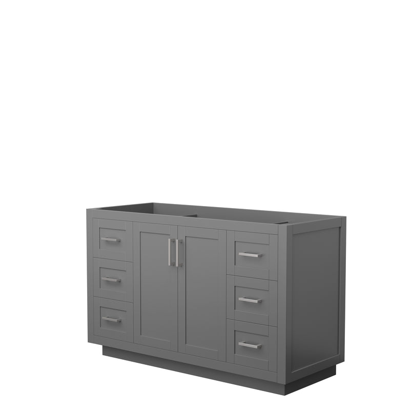 Wyndham Miranda 54" Single Bathroom Vanity In Dark Gray No Countertop No Sink Brushed Nickel Trim WCF292954SKGCXSXXMXX