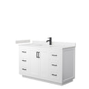 Wyndham Miranda 54" Single Bathroom Vanity In White Light-Vein Carrara Cultured Marble Countertop Undermount Square Sink Matte Black Trim WCF292954SWBC2UNSMXX