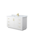 Wyndham Miranda 54" Single Bathroom Vanity In White White Carrara Marble Countertop Undermount Square Sink Brushed Gold Trim WCF292954SWGCMUNSMXX